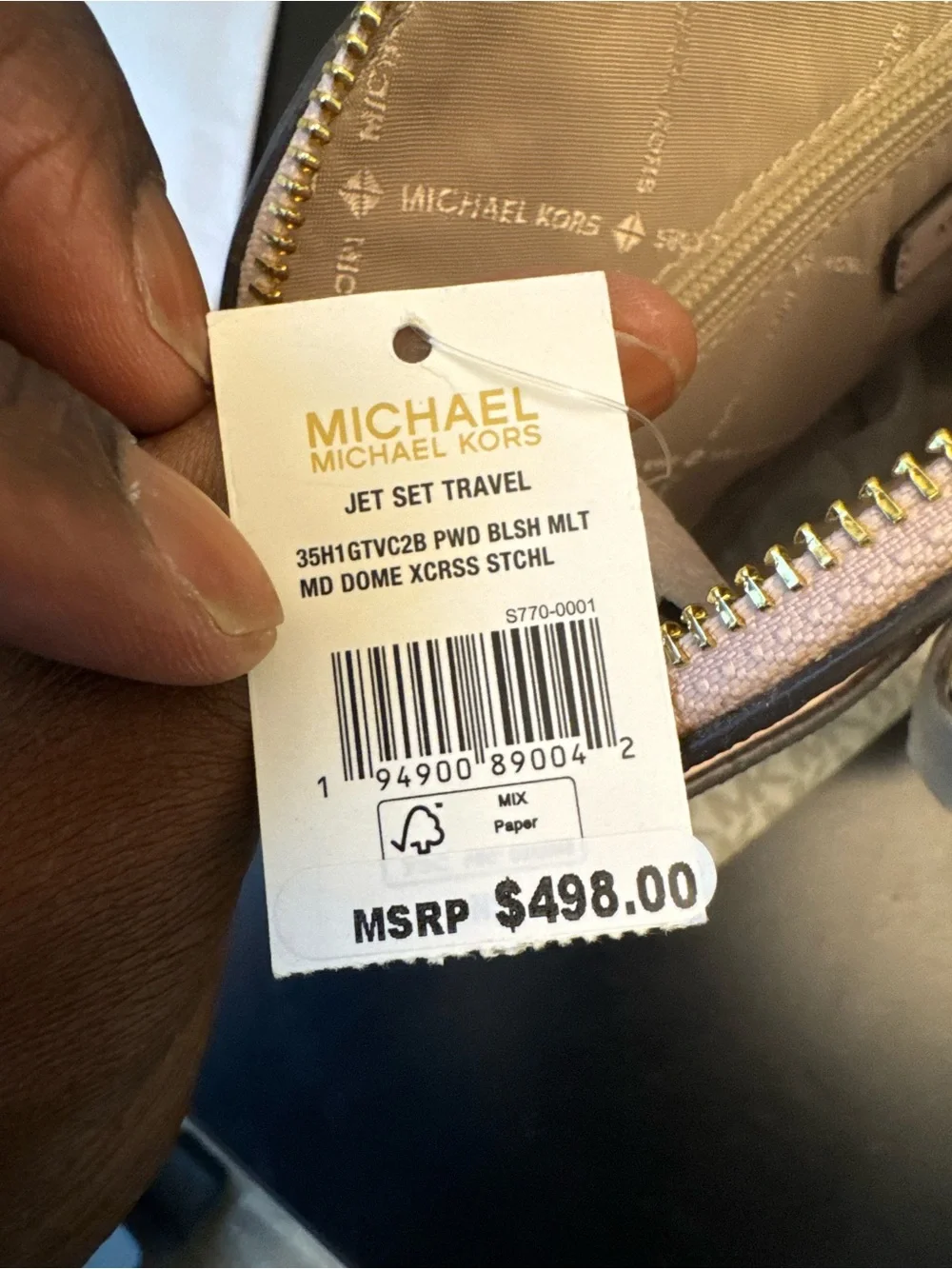 Michael Kors Med Saffiano Leather Dome Satchel Vanilla Pink Crossbody